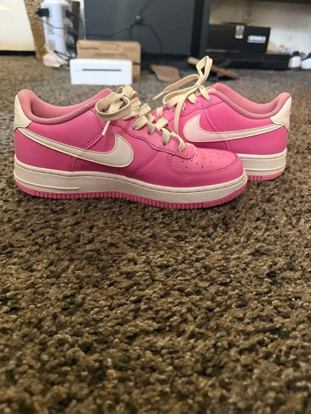 Nike Air Force Size 5.5Y Pink White Sneakers